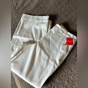 SPANX® Stretch Twill Cropped Pant in Bright White - Regular Size L NWT